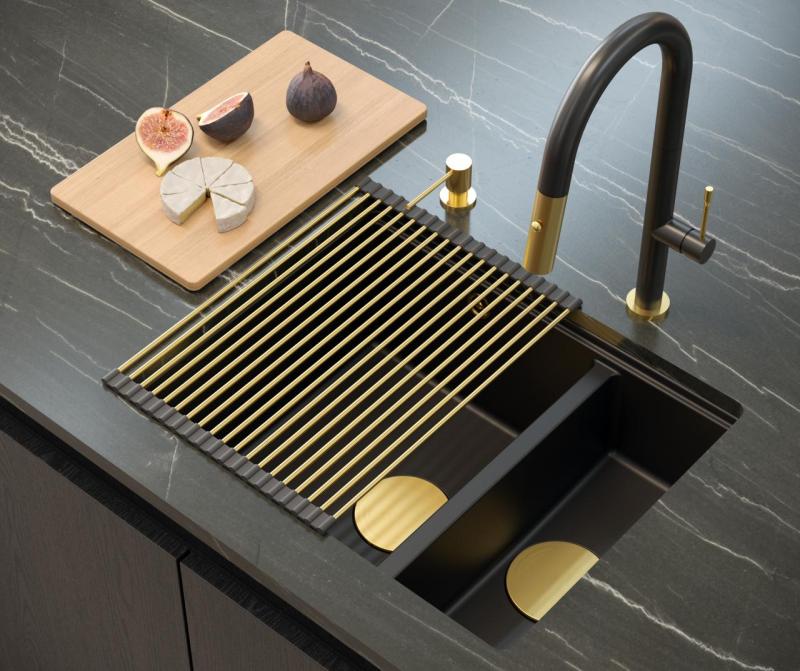 Quadri Newport II zwart 1,5 spoelbak graniet opbouw en onderbouw spoelbak 555x460mm met gouden plug 1208967464 vertalen naar het Hongaars:

Quadri Newport II fekete 1,5 mosogatókagyló gránit 