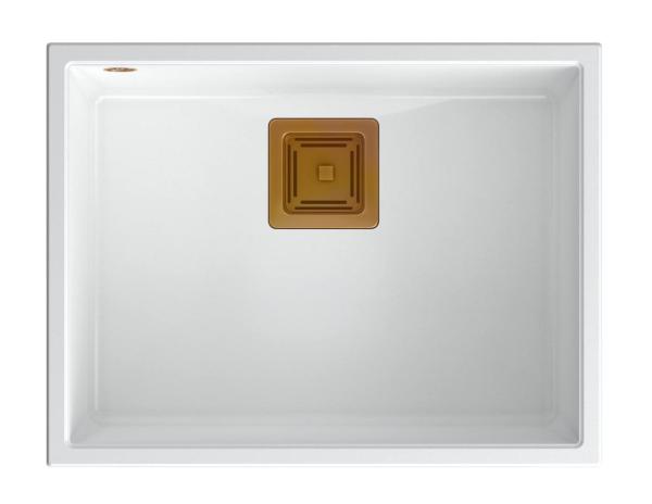 Quadri Quadrangle fehér gránit alsó szerelésű mosogató 55x42cm réz dugóval 1208967478