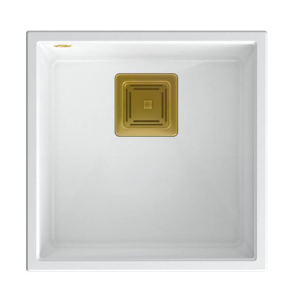 Quadri Quadrangle wit graniet onderbouw spoelbak 42x42cm met gouden plug 1208967489

Vertaling naar het Hongaars:
Quadri Quadrangle fehér gránit beépíthető mosogató 42x42cm arany dugóval 1208