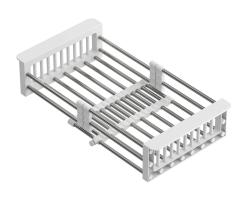 Quadri Universeel uitschuifbare inzetbak inzetmandje of restenmandje rvs met witte handgrepen 225mm breed 1208967542