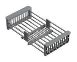 Quadri Universeel uitschuifbare inzetbak inzetmandje of restenmandje rvs met grijze handgrepen 225mm breed 1208967543