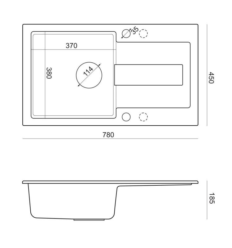 Quadri Sutton bézs homok gránit mosogató 78x45 cm csepegtető felülettel, megfordítható, bézs dugóval 1208967579