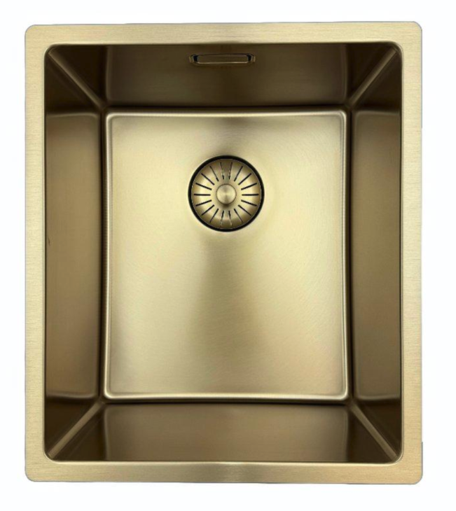 Pure.Sink Prestige mosogató 34x40 cm PVD Arany, 10 mm-es rádiusszal, alsó beépítéshez, süllyesztett és felületi beépítéshez PPG3440-60