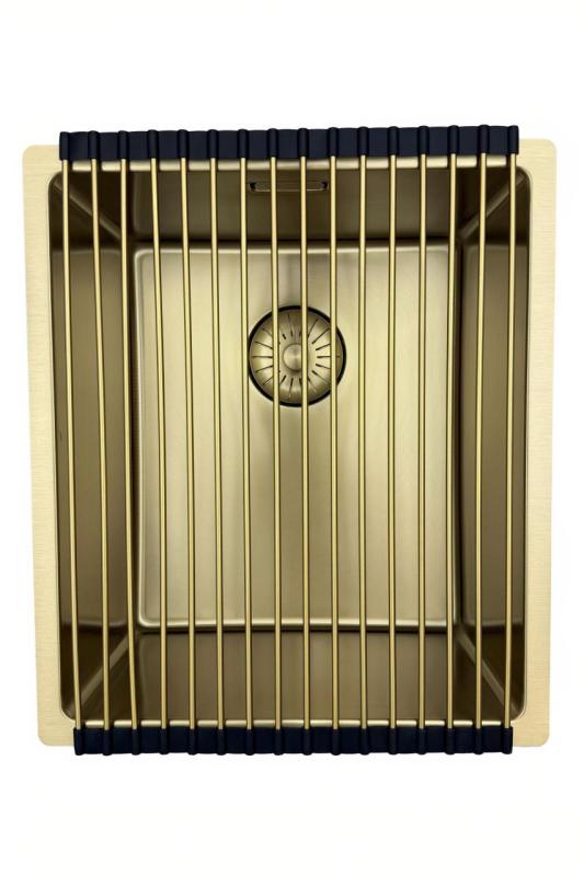 Pure.Sink Prestige mosogató 34x40 cm PVD Arany, 10 mm-es rádiusszal, alsó beépítéshez, süllyesztett és felületi beépítéshez PPG3440-60