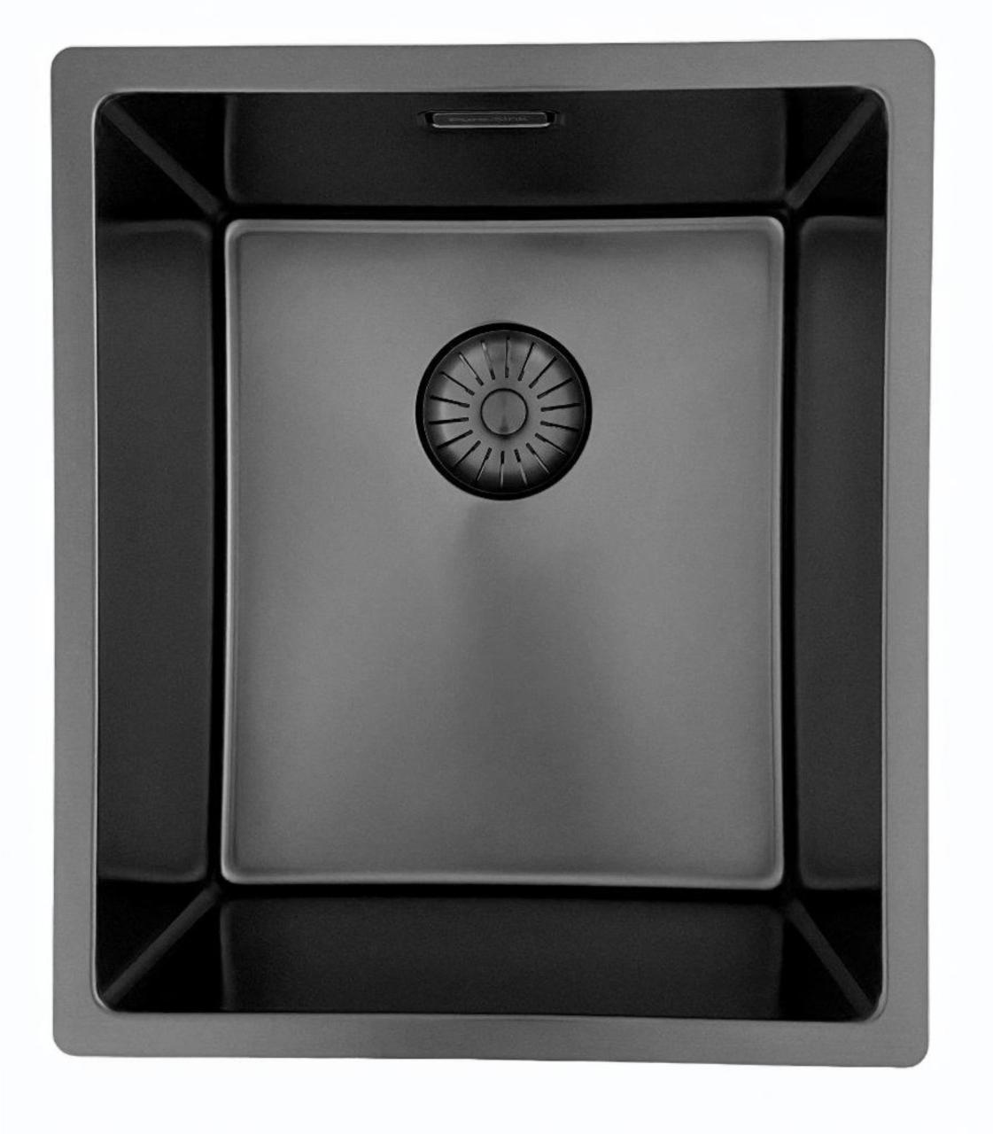 Pure.Sink Prestige mosogató PVD gun metal 34x40 cm 10 mm sugár aláépíthető, síkba építhető és ráépíthető PPG3440-61