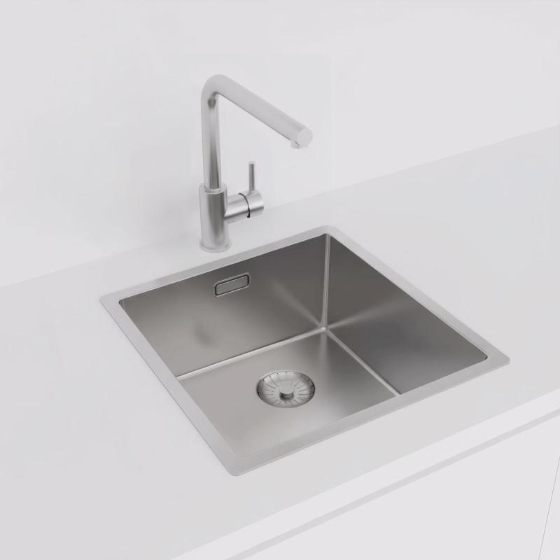 Pure.Sink Prestige mosogató RVS 40x40 cm, 10 mm-es rádiusszal, alsó beépítéshez, süllyesztett és felületi beépítéshez PPG4040-02