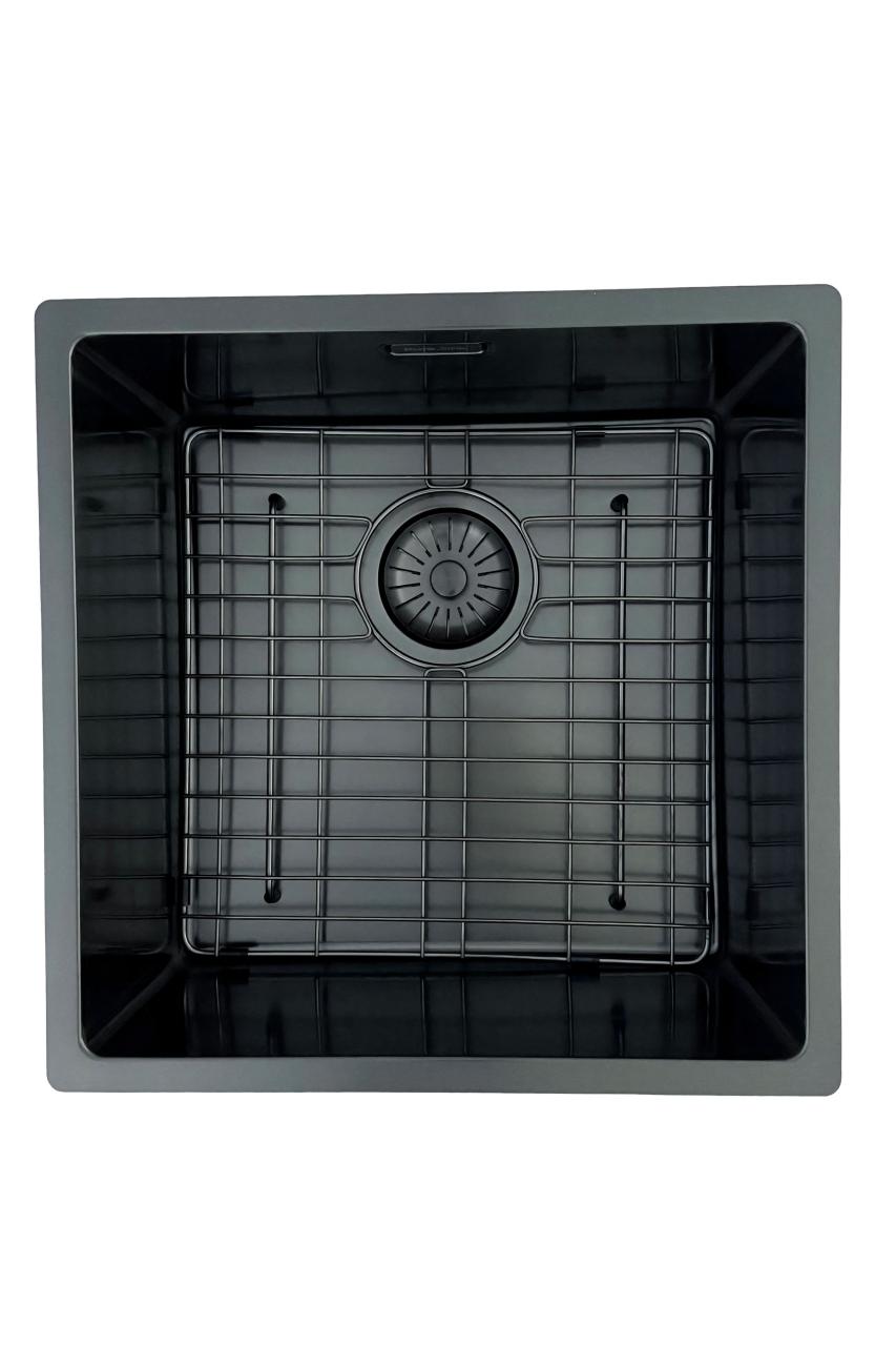 Pure.Sink Prestige mosogató 40x40 cm PVD Gun Metal 10 mm rádiusz aláépíthető, síkba építhető és ráépíthető PPG4040-61.