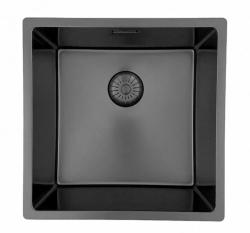 Pure.Sink Prestige mosogató 40x40 cm PVD Gun Metal 10 mm rádiusz aláépíthető, síkba építhető és ráépíthető PPG4040-61.