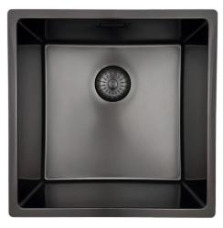 Pure.Sink Prestige mosogató 40x40 cm PVD Gun Metal 10 mm rádiusz aláépíthető, síkba építhető és ráépíthető PPG4040-61.