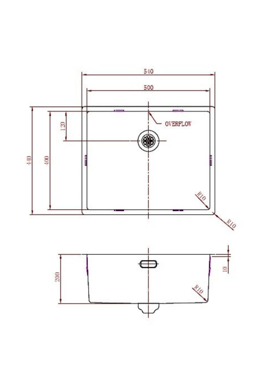 Pure.Sink Prestige rozsdamentes acél mosogató 50x40 cm 10 mm-es rádiusszal aláépíthető, síkra építhető és ráépíthető PPG5040-02