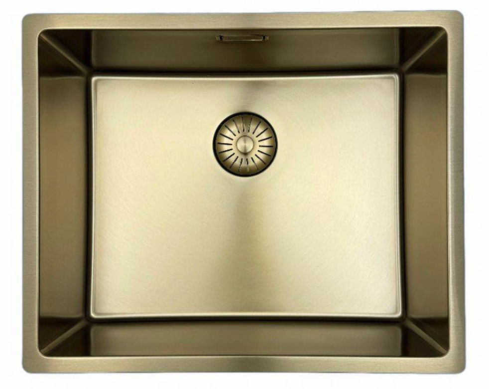 Pure.Sink Prestige mosogató 50x40 cm PVD Arany, 10 mm-es rádiusszal, alsó beépítéshez, süllyesztett és felületi beépítéshez PPG5040-60