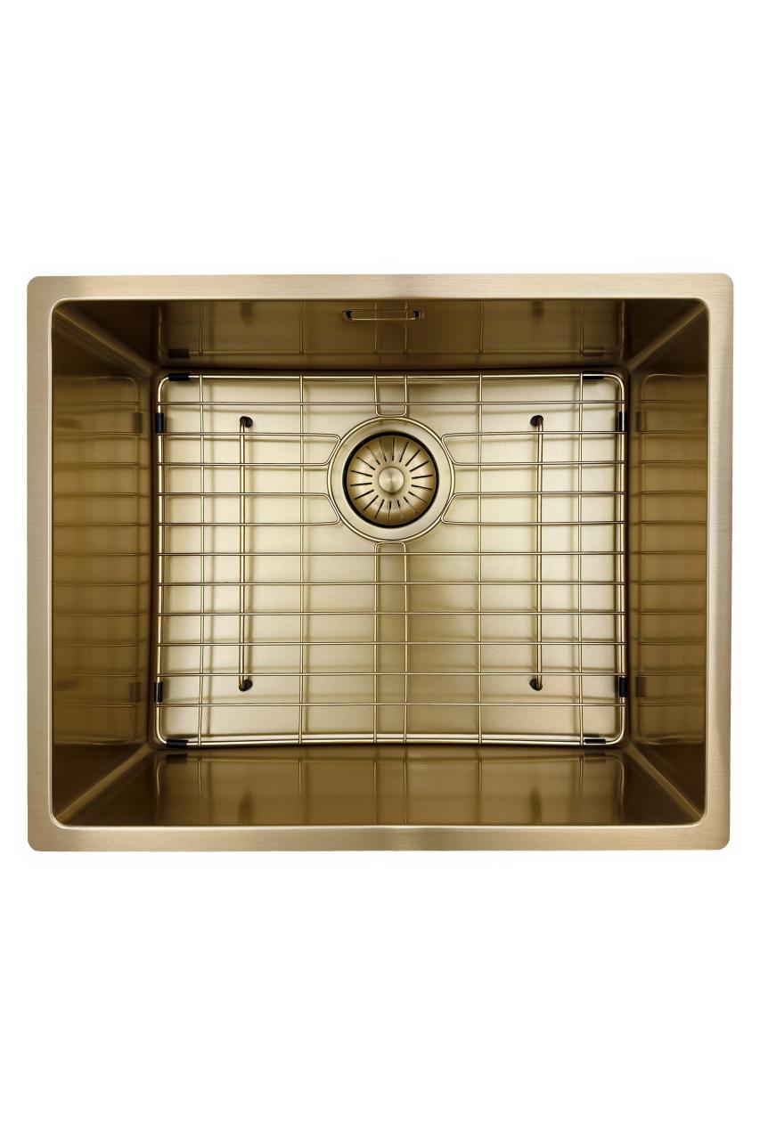 Pure.Sink Prestige mosogató 50x40 cm PVD Arany, 10 mm-es rádiusszal, alsó beépítéshez, süllyesztett és felületi beépítéshez PPG5040-60