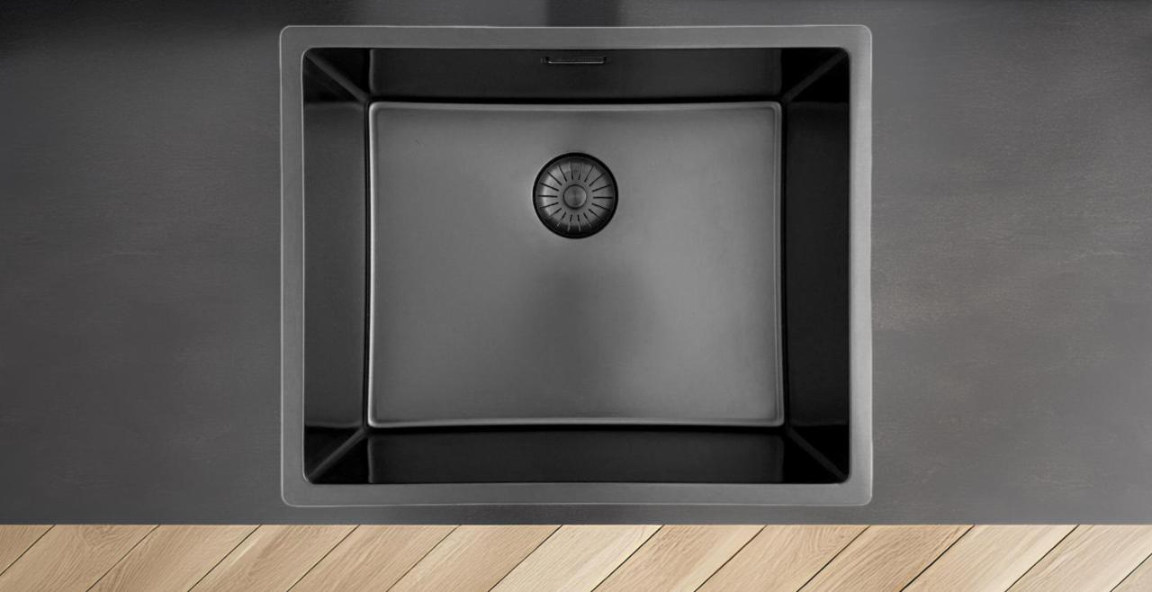 Pure.Sink Prestige mosogató 50x40 cm PVD Gun Metal 10 mm rádiusz aláépíthető, munkalapszintű és ráépíthető PPG5040-61.