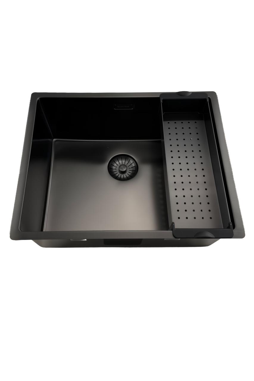 Pure.Sink Prestige mosogató 50x40 cm PVD Gun Metal 10 mm rádiusz aláépíthető, munkalapszintű és ráépíthető PPG5040-61.