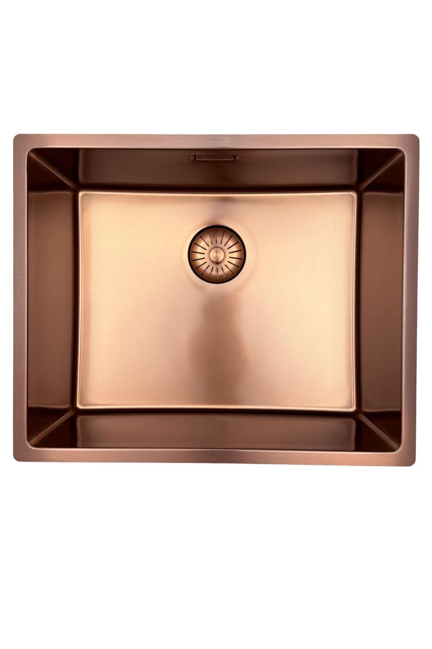 Pure.Sink Prestige mosogató 50x40 cm PVD Réz 10mm rádiusz aláépíthető, síkba építhető és ráépíthető PPG5040-62.