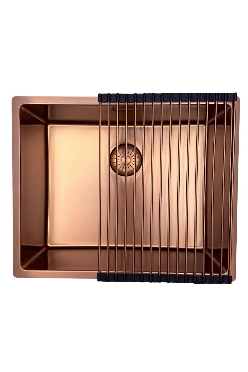 Pure.Sink Prestige mosogató 50x40 cm PVD Réz 10mm rádiusz aláépíthető, síkba építhető és ráépíthető PPG5040-62.