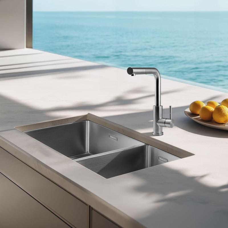 Pure.Sink Elite Steel Spark-S konyhai csaptelep rozsdamentes acél kihúzható kifolyóval PS8041-02