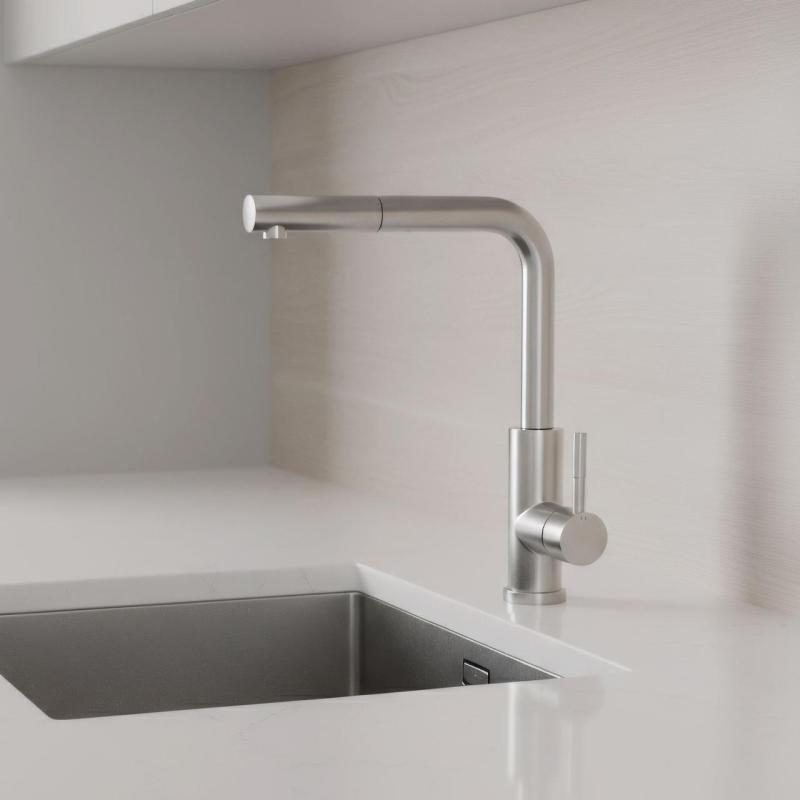 Pure.Sink Elite Steel Spark-S konyhai csaptelep rozsdamentes acél kihúzható kifolyóval PS8041-02