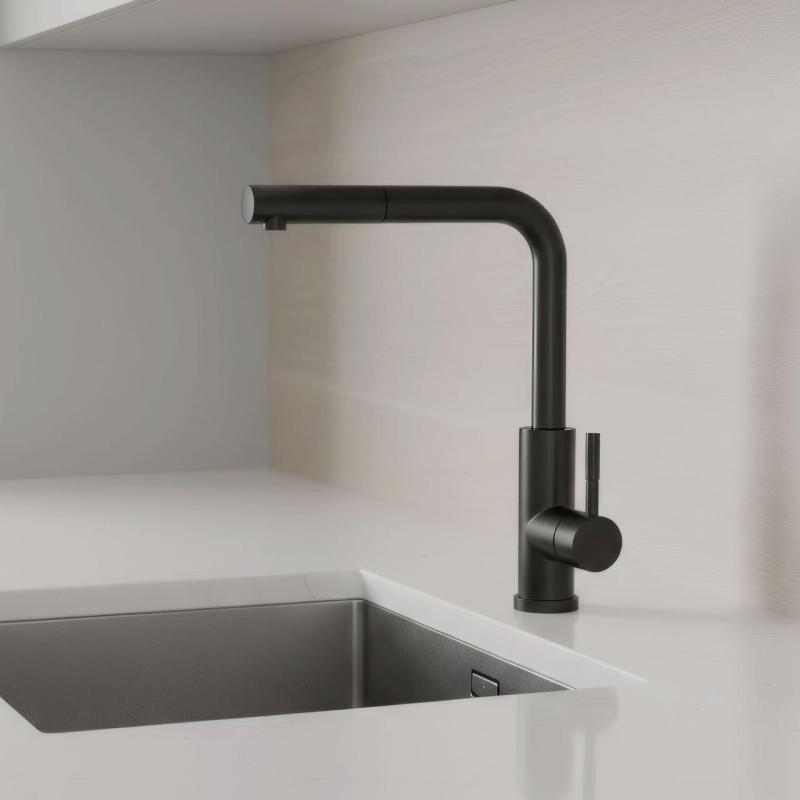 Pure.Sink Elite Steel Spark-S kuhinjska slavina Mat crna s izvlačnim izljevom PS8041-10