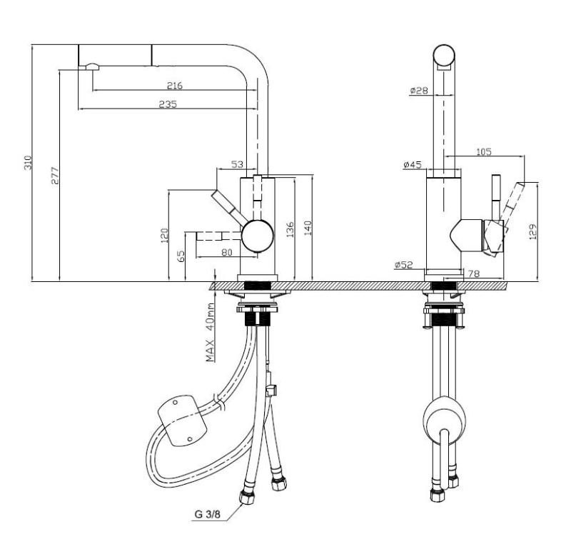 Pure.Sink Elite Steel Spark-S kuhinjska slavina PVD Gun Metal s izvlačnim izljevom PS8041-61