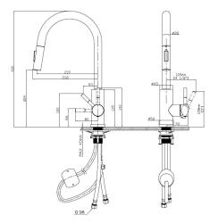 Pure.Sink Elite Steel Stream-S konyhai csaptelep PVD kefélt arany kihúzható kifolyóval PS8045-60.