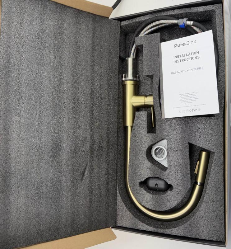 Pure.Sink Elite Steel Stream-S konyhai csaptelep PVD kefélt arany kihúzható kifolyóval PS8045-60