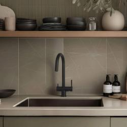 Quadri Leichester Keukenmengkraan Zwart 3-weg met een extra aansluiting voor gefilterd water 1208967671Quadri Leichester Fekete 3-utas Konyhai Csaptelep további csatlakozással szűrt vízhez