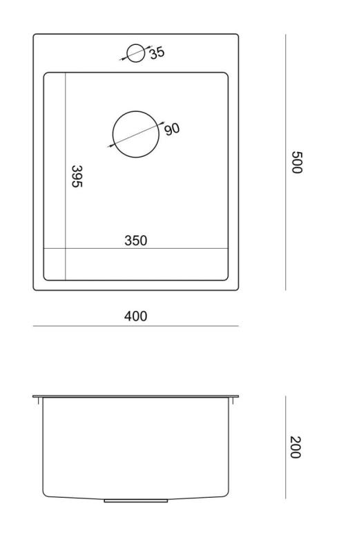 Aquadesign Clara Mosogatómedence Rozsdamentes Acél 40x50cm Felépítés vagy Síkba építés Csaptelep Hellyel és Rozsdamentes Acél Dugóval - 1208967757