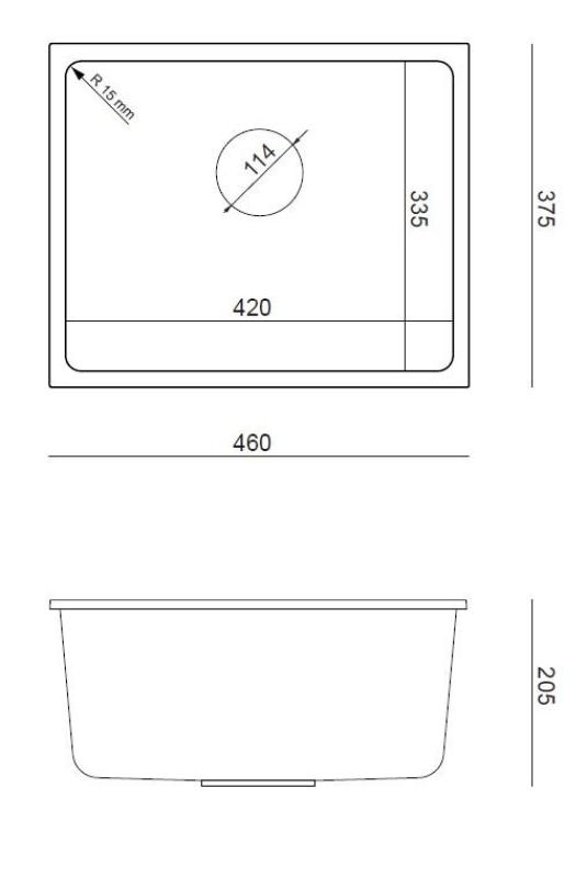 Quadri Elston Fehér Gránit Alsószerelésű Mosogatótálca 420x335mm rozsdamentes acél dugóval 1208967776