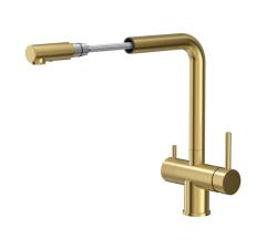 Quadri Ellesmere Keukenmengkraan PVD Goud 3-weg met extra aansluiting voor gefilterd water 1208967781Quadri Ellesmere Konyhai keverőcsaptelep PVD Arany 3-utas extra csatlakozással szűrt víz