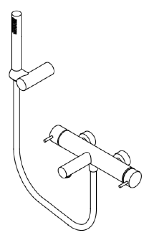 Waterevolution Flow kétutas zuhanykeverő csaptelep kézi zuhannyal, fekete T130NPR