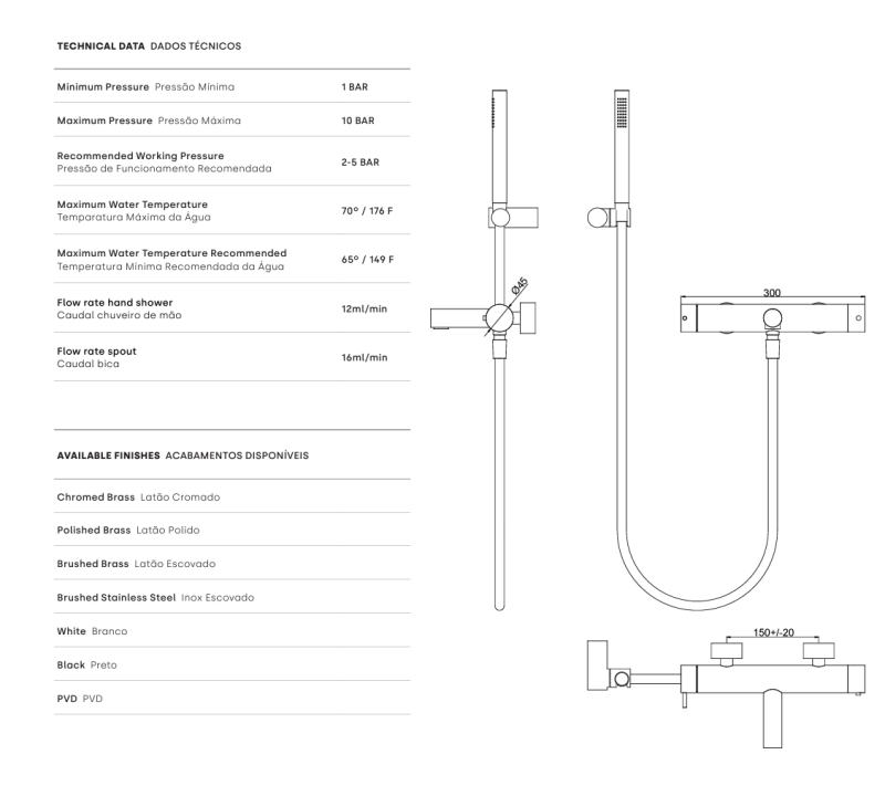 Waterevolution Flow tweerichtings thermostatische douchemengkraan met handdouche chroom T130TN01