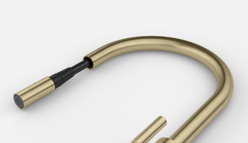 Franke Mythos Masterpiece Keuken Kraan Goud met J-uitloop en Uittrekbare Sproeikop - 115.0711.558