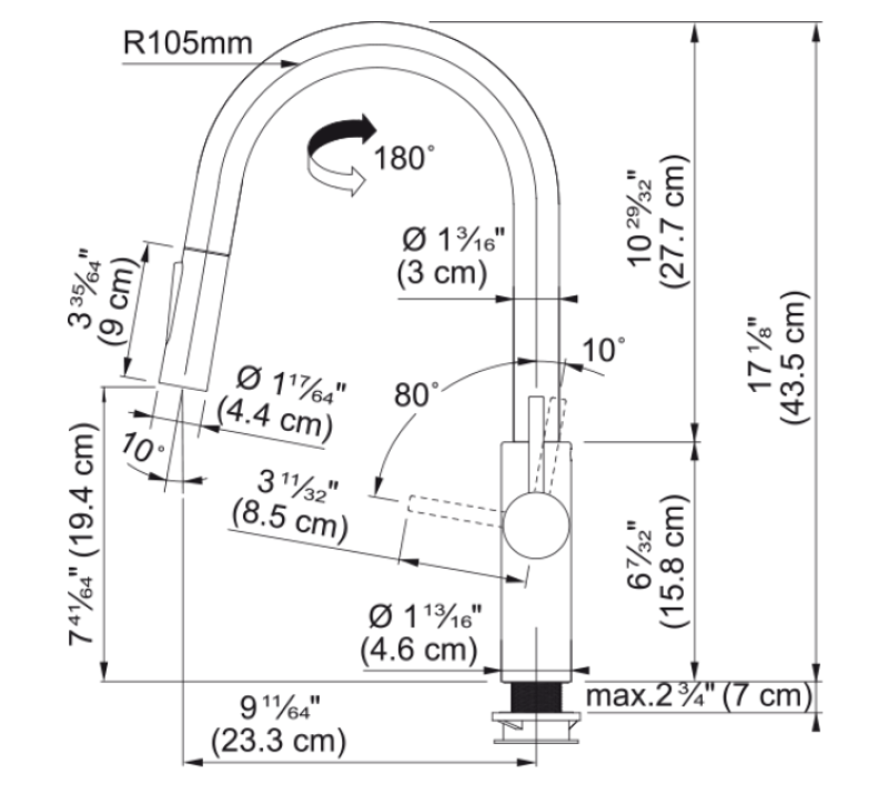 Franke Pescara J Egykaros keverőcsaptelep fekete, kihúzható kifolyóval és permetező funkcióval 115.0575.968