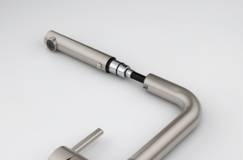 Franke Active Twist Egykaros Keverőcsaptelep Rozsdamentes Acél Megjelenésű Kihúzható Kifolyóval és Integrált Lefolyóvezérléssel 115.0653.505