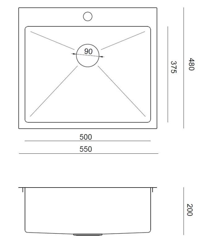 Aquadesign Clara Mosogató Koper 55x48cm Felépíthető vagy Síkba építhető Csaptelephellyel és Réz Dugóval - 1208969505
