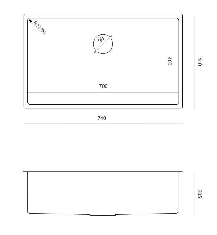 Aquadesign Zara Mosogató Réz 74x44cm Beépíthető, Lapos beépítés és Felületi beépítés Réz Dugóval - 1208969510