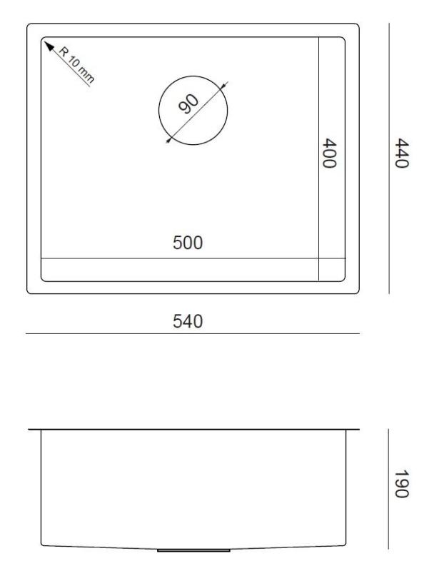 Aquadesign Zara Mosogató Gun metal 54x44cm Aláépíthető, Síkba építhető és Felépíthető Gun metal Dugóval - 1208969511