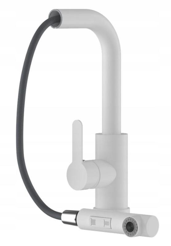 Gránitland Celeste Konyhai Csaptelep Fehér, Kihúzható Kifolyóval és Kétfunkciós Kézi Zuhannyal 1208969526