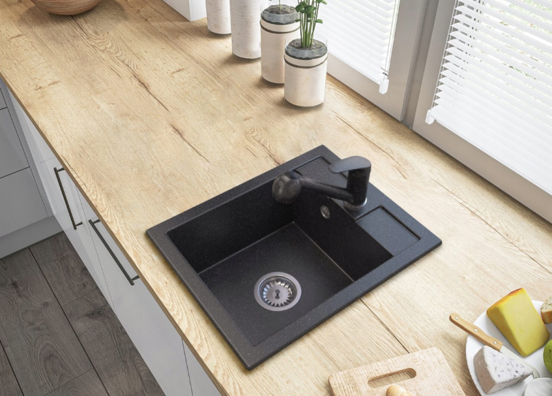 Gránitland Rhea Konyhai csaptelep Kőszén kinézetű kihúzható kifolyóval és dupla funkciós kézizuhannyal 1208969536