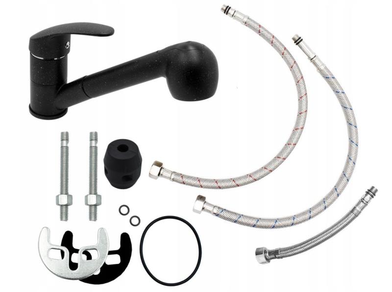 Gránitland Rhea Konyhai csaptelep Kőszén kinézetű kihúzható kifolyóval és dupla funkciós kézizuhannyal 1208969536