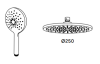 Waterevolution Flow drie-weg douchemengkraan met hoofddouche diameter 250mm en ronde handdouche koper T131NR25CPE