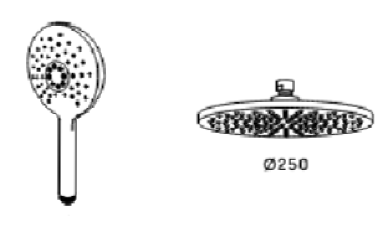 Waterevolution Flow thermostatische drie-weg douchemengkraan met hoofddouche 250 mm en ronde handdouche gun metal T131TNR25GME