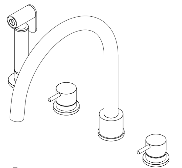 Waterevolution Flow 4-gats keukenkraan met uittrekbare sproeier koper T153UCPE