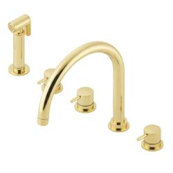 Waterevolution Flow 5-gats keukenkraan met uittrekbare sproeier en aansluiting voor gefilterd water, light gold T154UWGE