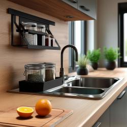 Epka Luxion Konyhai Sínkészlet 60 cm Tartozékokkal Fém Vakrögzítéssel Fekete 1208969993