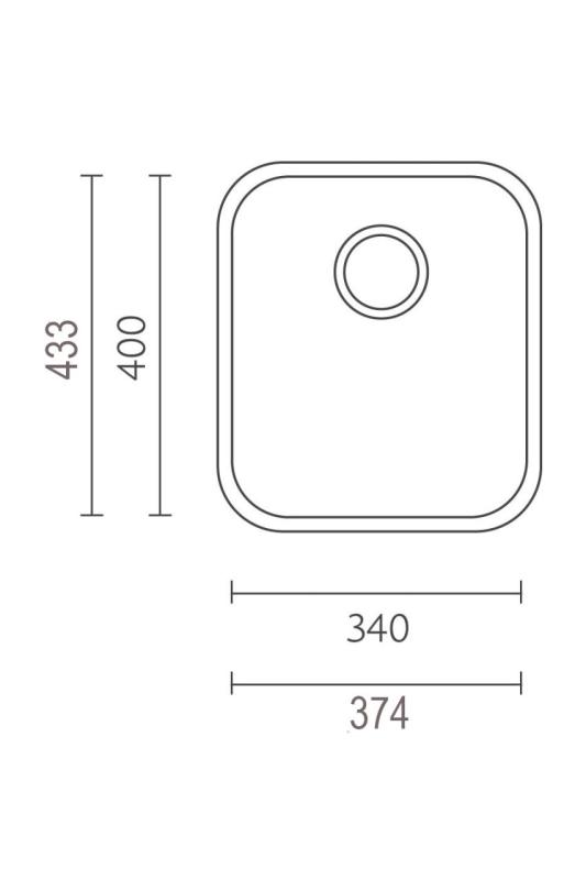 Banka IB3440 RVS Mosogató 34 x 40 cm Felépítés és Síkbeépítés 1208970047