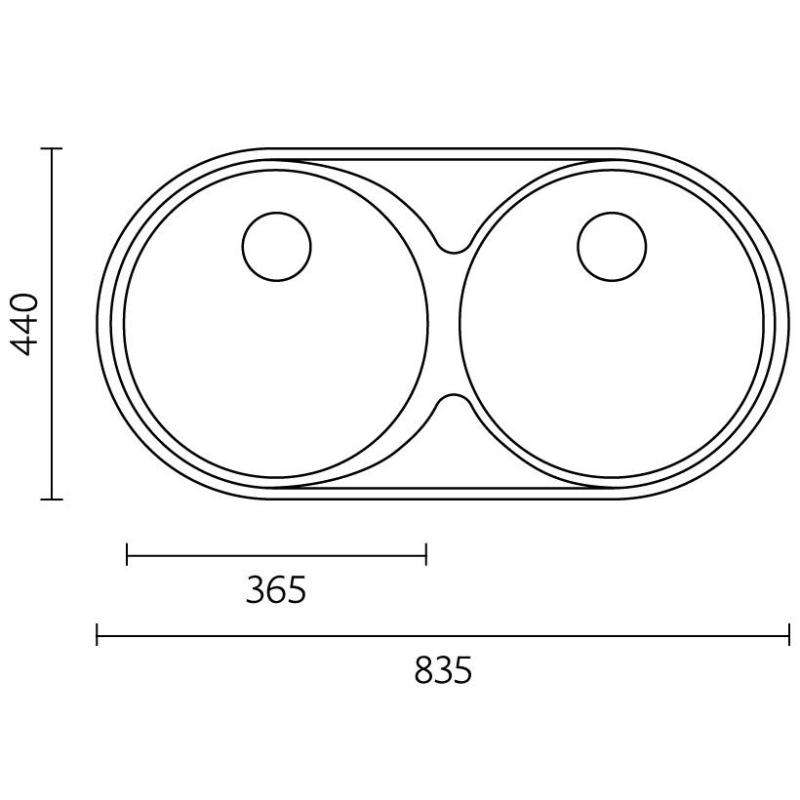 Andalucia RVS Dupla Mosogató 835 x 440 cm Felületre szerelhető 1208970050