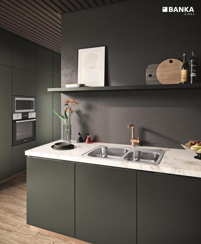 Banka Princess RVS dupla mosogató Felszerelés 84x56 cm csaplyukkal 1208970066