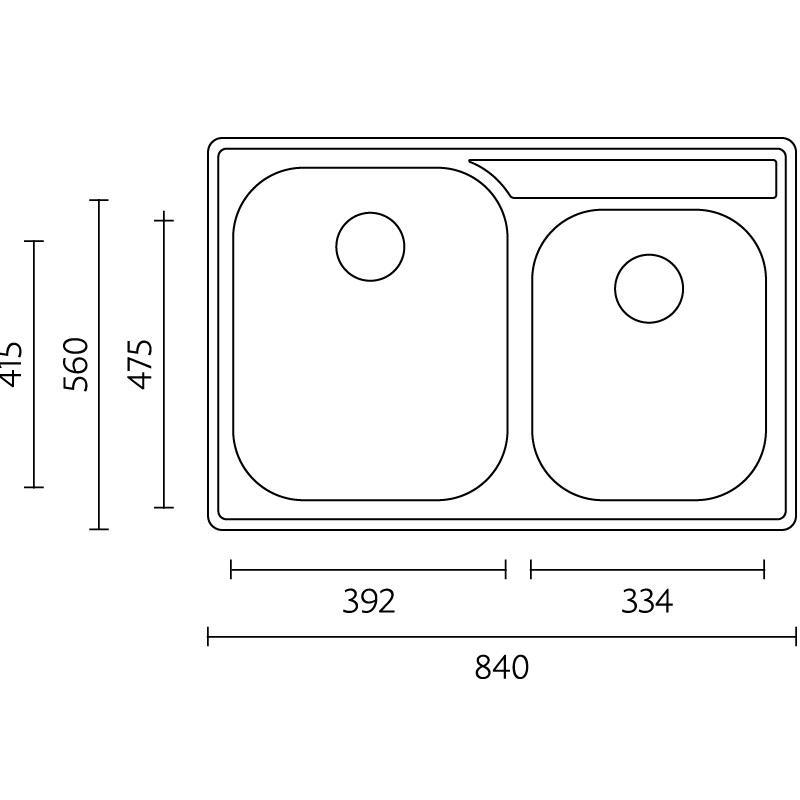 Banka Princess RVS dupla mosogató Felszerelés 84x56 cm csaplyukkal 1208970066